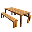 CERLAND - TABLE ET BANCS BOIS 200CM - vignette
