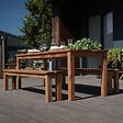 CERLAND - TABLE ET BANCS BOIS 200CM - vignette