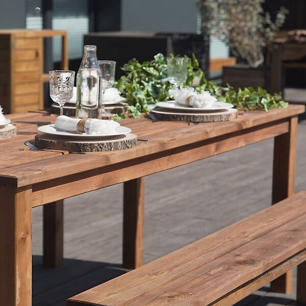 CERLAND - TABLE ET BANCS BOIS 200CM - large