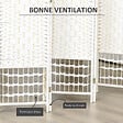 HOMCOM - Paravent intérieur 6 panneaux pliables séparateur de pièce bois de peuplier bambou fibres de papier tressée blanc paille - vignette