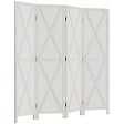 HOMCOM - Paravent intérieur 4 panneaux style campagnard chic - séparateur de pièce avec croisillons - bois de paulownia blanc - vignette
