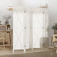 HOMCOM - Paravent intérieur 4 panneaux style campagnard chic - séparateur de pièce avec croisillons - bois de paulownia blanc - vignette