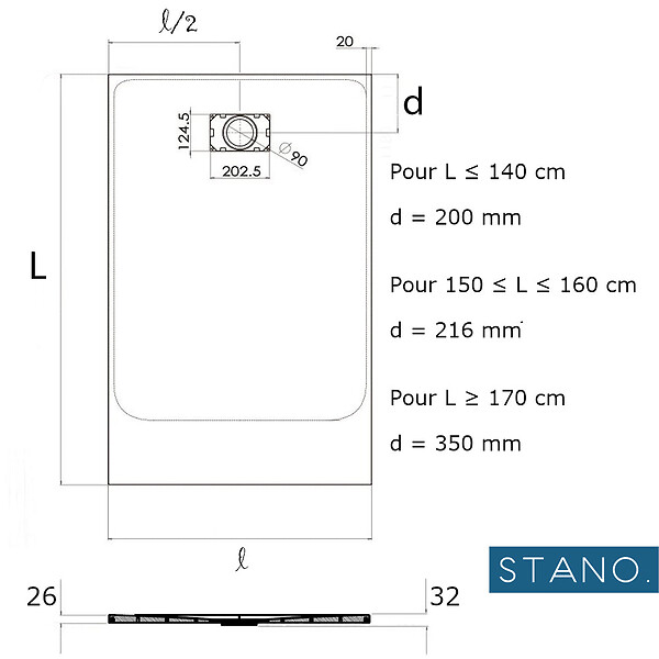 STANO - Receveur de douche 80 x 80 cm extra plat gris PIATTO en SoliCast® surface ardoisée - large