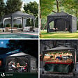 VOUNOT - Tonnelle de jardin Arquee 3x3m Pliable avec porte et fenetre amovible gris - vignette