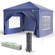VOUNOT - Tonnelle de jardin Arquee 3x3m Pliable avec porte et fenetre amovible bleu - vignette