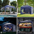 VOUNOT - Tonnelle de jardin Arquee 3x3m Pliable avec porte et fenetre amovible bleu - vignette