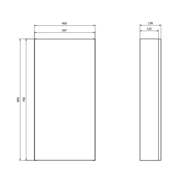 CERSANIT - Armoire de toilette miroir 40 cm blanc brillant Malta - large
