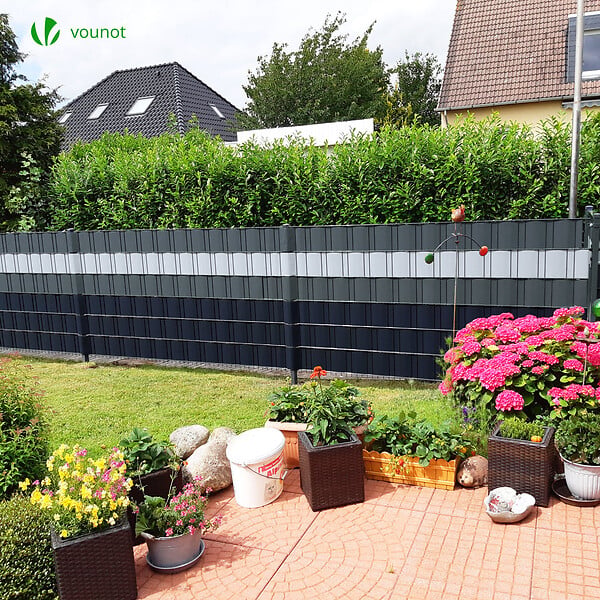 VOUNOT - Brise vue occultant PVC 450g/m2 19cm x 140m Noir - large