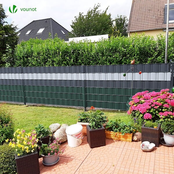 VOUNOT - Brise vue occultant PVC 450g/m2 19cm x 140m Vert - large