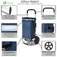 VOUNOT - Chariot de course pliable aluminium 2 roues avec sac isotherme bleu marine - vignette