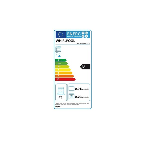WHIRLPOOL - four intégrable multifonction 73l 60cm pyrolyse inox - W64PS1OM4P - large