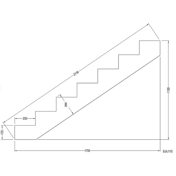 DECKLINEA - Escalier Bois Exterieur - 7 Marches Pleines - Largeur : 1m20 - Hauteur : 1m19 - Avec Contremarches - Pin du Nord - Traité Autoclave - large