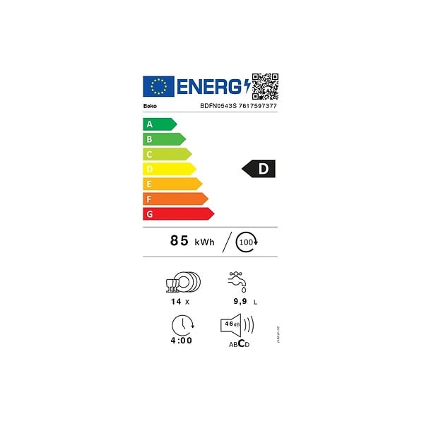 BEKO - lave-vaisselle 60cm 14 couverts 46db - BDFN0543S - large