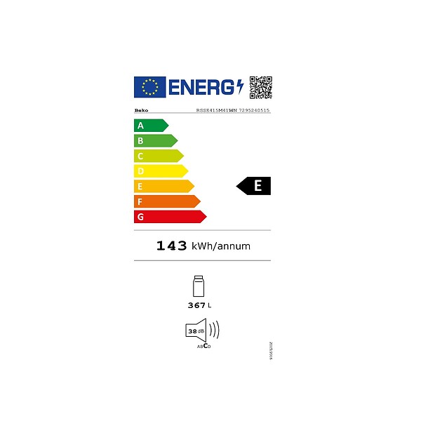 BEKO - réfrigérateur 1 porte 60cm 367l inox - RSSE415M41WN - large