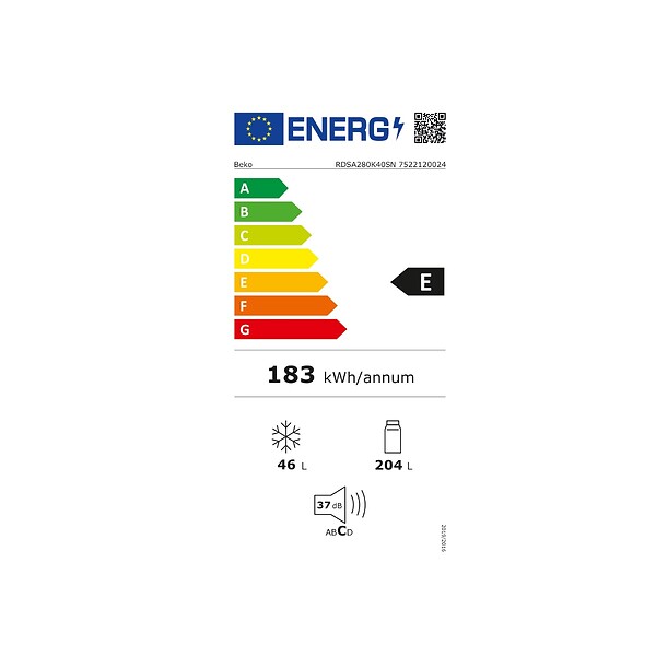 BEKO - réfrigérateur combiné 54cm 250l statique inox - RDSA280K40SN - large