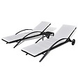 VIDAXL - vidaXL Chaises longues avec table Résine tressée Noir - vignette