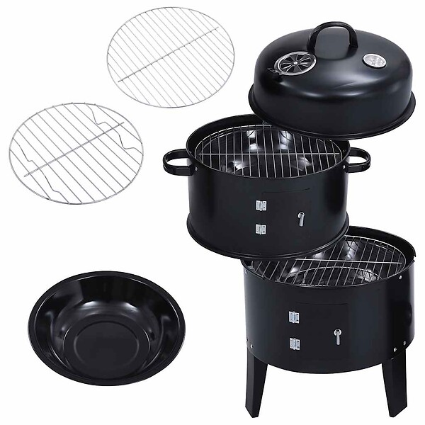 VIDAXL - vidaXL Gril barbecue au charbon 3 en 1 40x80 cm - large
