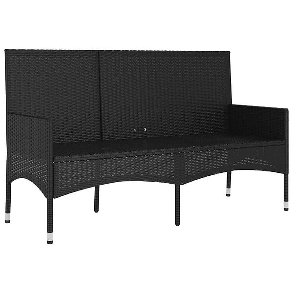 VIDAXL - vidaXL Banc de jardin à 3 places avec coussins Noir Résine tressée - large