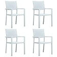 VIDAXL - vidaXL Chaises de jardin lot de 4 Blanc Plastique Aspect de rotin - vignette
