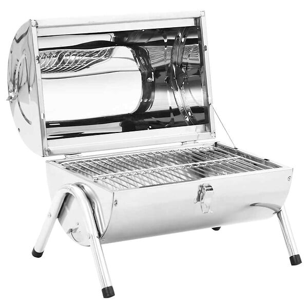 VIDAXL - vidaXL Barbecue au charbon portable Acier inoxydable Grilles doubles - large