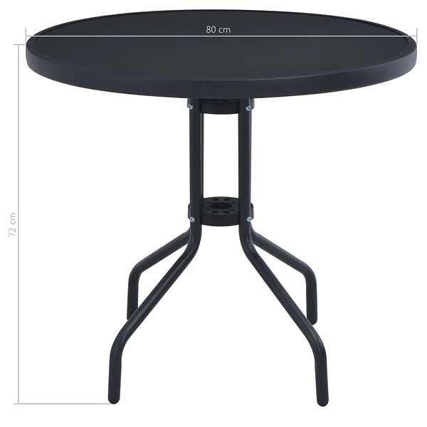 VIDAXL - vidaXL Table de jardin Noir 80 cm Acier et verre - large