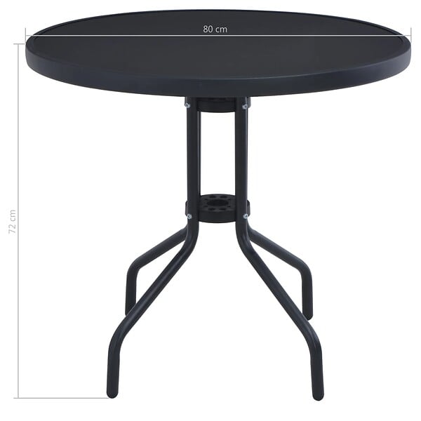VIDAXL - vidaXL Table de jardin Noir 80 cm Acier et verre - large