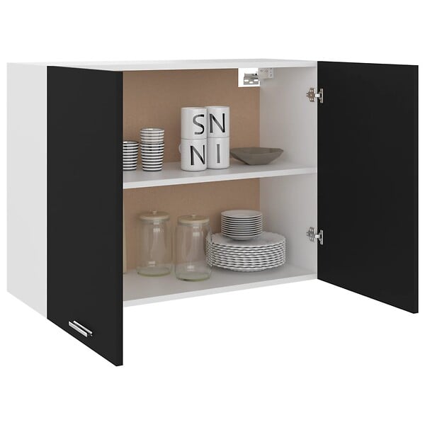 VIDAXL - vidaXL Armoire suspendue "Lyon" Noir 80x31x60 cm Bois d’ingénierie - large