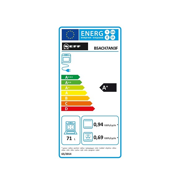 NEFF - four intégrable multifonction 71l 60cm pyrolyse/hydrolyse inox - B5ACH7AN3F - large