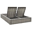 VIDAXL - vidaXL Chaise longue double Résine tressée Gris - vignette