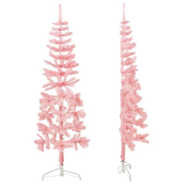 VIDAXL - vidaXL Demi sapin de Noël artificiel mince avec support Rose 120 cm - large