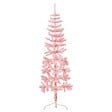 VIDAXL - vidaXL Demi sapin de Noël artificiel mince avec support Rose 180 cm - vignette