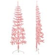 VIDAXL - vidaXL Demi sapin de Noël artificiel mince avec support Rose 180 cm - vignette
