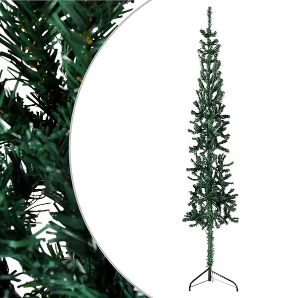 VIDAXL - vidaXL Demi sapin de Noël artificiel mince avec support Vert 120 cm - large