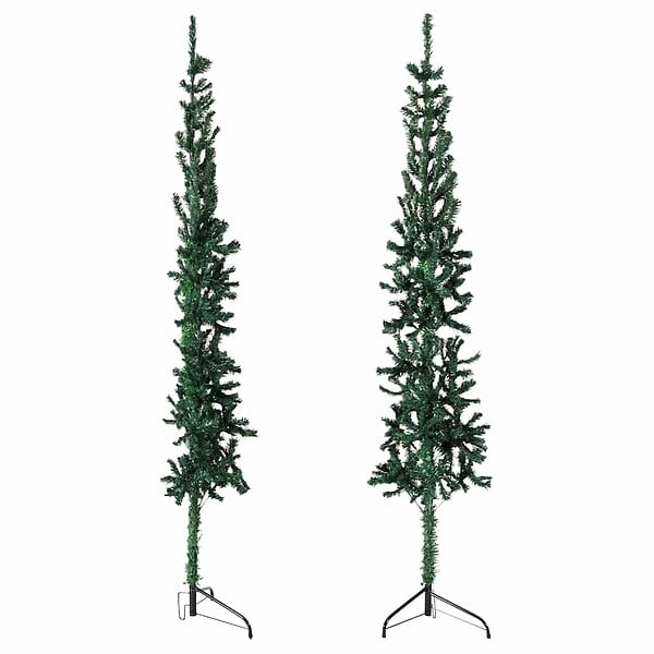 VIDAXL - vidaXL Demi sapin de Noël artificiel mince avec support Vert 240 cm - large