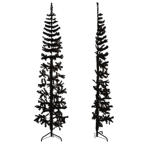 VIDAXL - vidaXL Demi sapin de Noël artificiel mince avec support Noir 180 cm - large