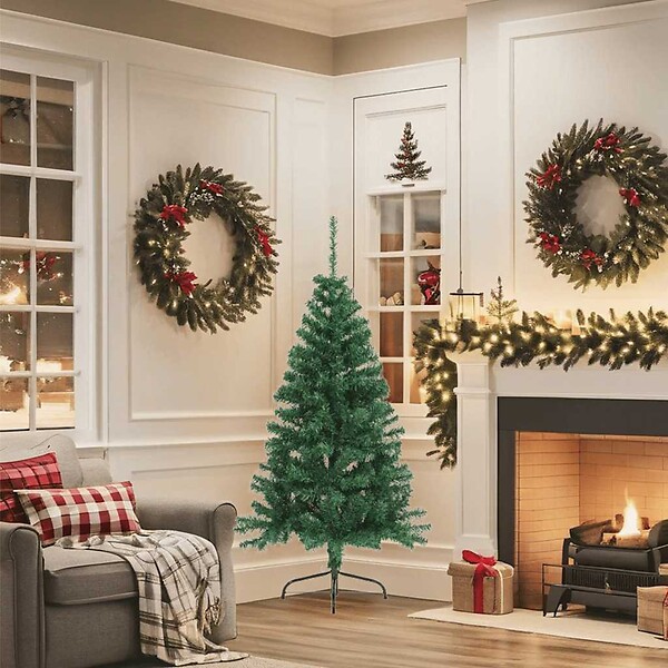 VIDAXL - vidaXL Sapin de Noël artificiel moitié avec support vert 150 cm PVC - large