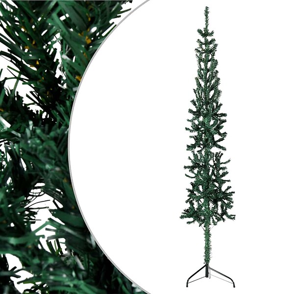 VIDAXL - vidaXL Demi sapin de Noël artificiel mince avec support Vert 180 cm - large