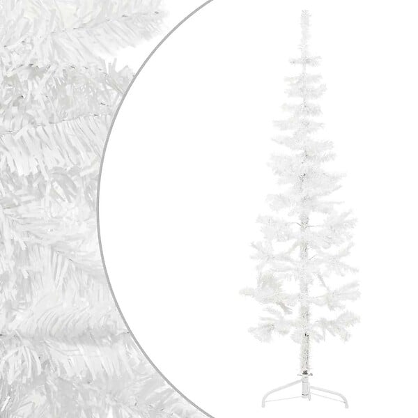VIDAXL - vidaXL Demi sapin de Noël artificiel mince avec support Blanc 150 cm - large