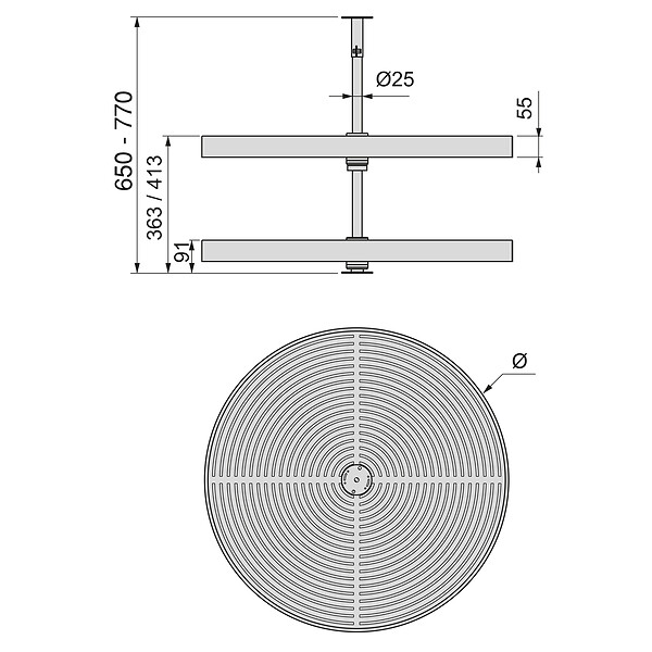 EMUCA - Jeu de plateaux circulaires Shelvo pour meuble de cuisine, pour module de 800 mm, plastique et aluminium, blanc - large