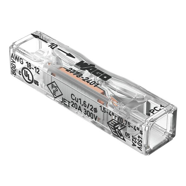 WAGO - Boite de 20 Bornes de passages à leviers WAGO - 2 conducteurs - 4mm² max - large