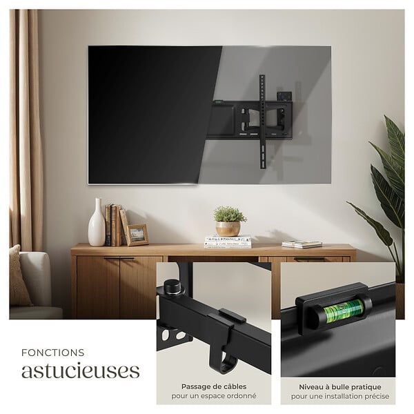 TECTAKE - Support TV Mural pour Ecran Plat 32" à 100" noir - large