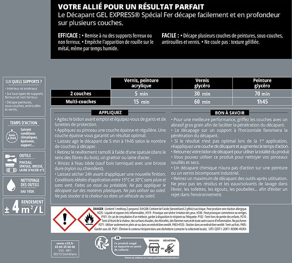 V33 BOIS - Decapant fer 0.25 litre - large