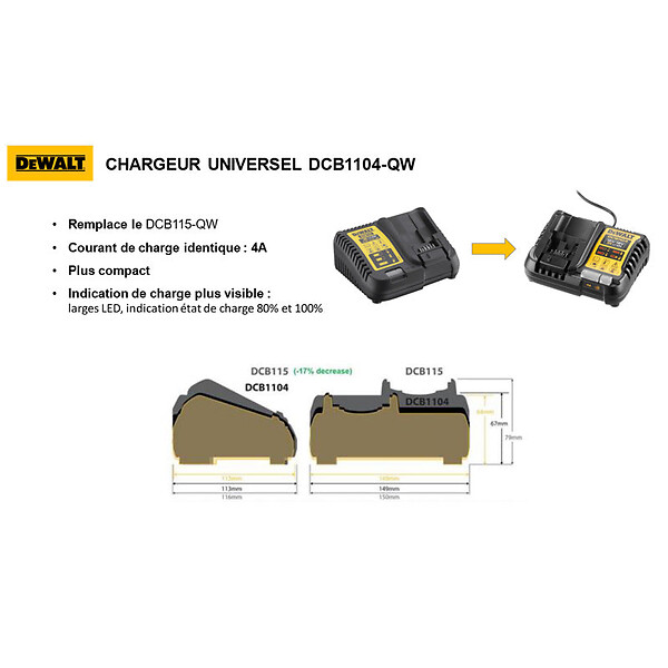 DEWALT - Chargeur universel XR 12V / 18V DEWALT DCB1104-QW - large