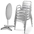 OVIALA - Table de jardin ronde et 4 chaises aluminium gris - Brixton - vignette