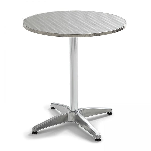 OVIALA - Table de jardin ronde et 4 chaises aluminium gris - Brixton - large