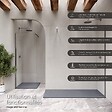 SANIVERRE - HIEMAL Receveur de douche 90 x 120 cm résine Gris aspect ardoise + bonde incluse - Salle de bain - vignette