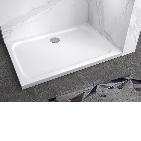 SANIVERRE - SHIMMER Receveur de douche 90 x 120 cm acrylique Blanc + bonde et siphon inclus - Salle de bain - large