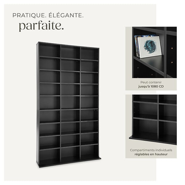 TECTAKE - Étagère bibliothèque Christel 180 x 102 x 23,5cm noir - large