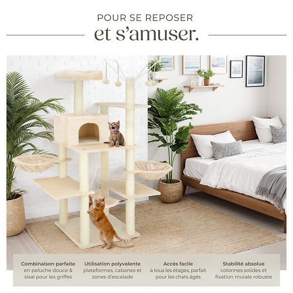 TECTAKE - Arbre à chat LILOU 165 cm beige - large