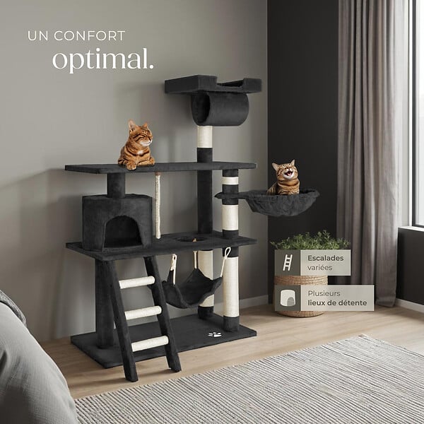 TECTAKE - Arbre à chat MARCEL 141 cm noir - large